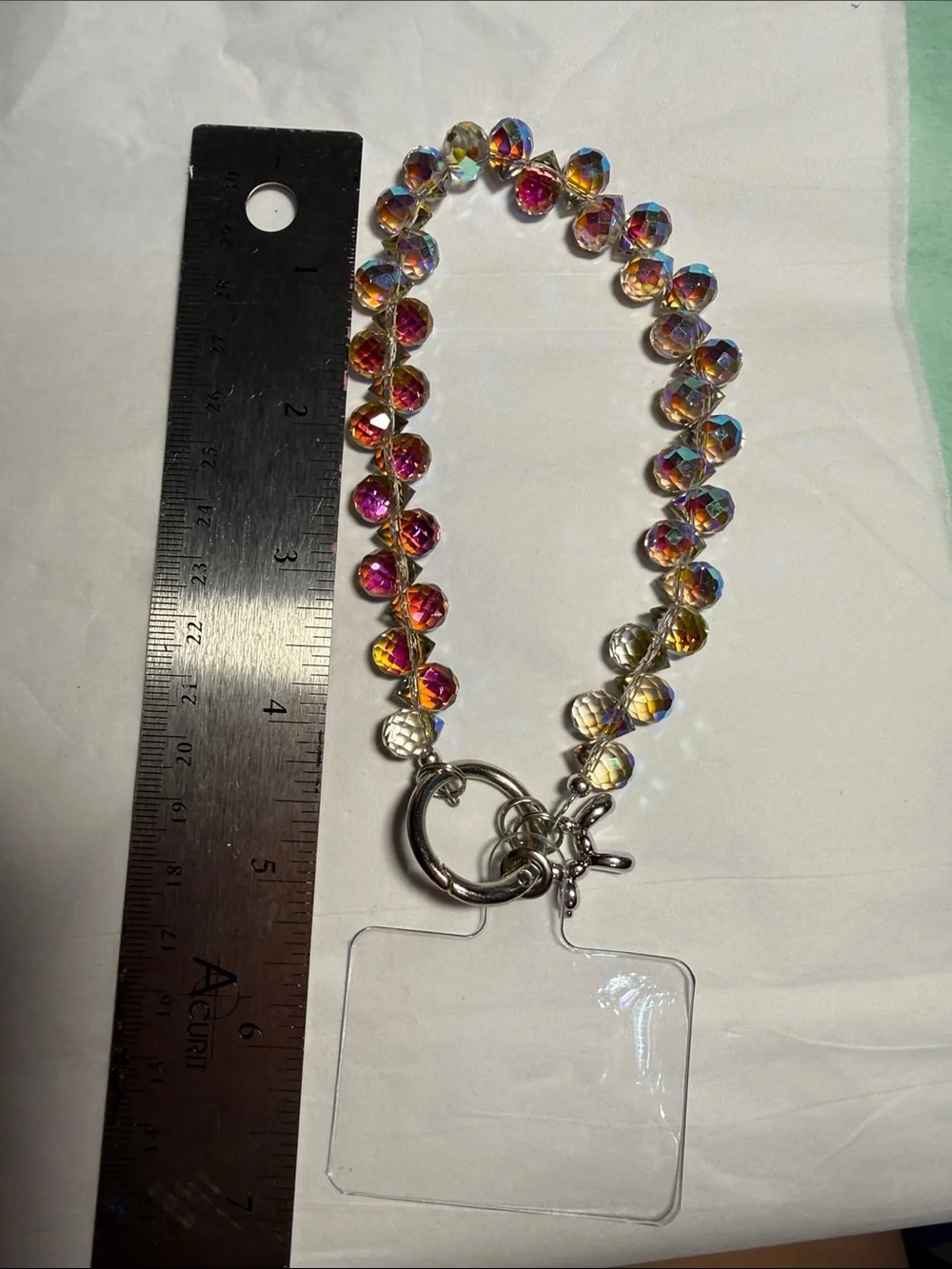 Acrylic Bead Phone Wrist Strap in Iridescent Multicolor